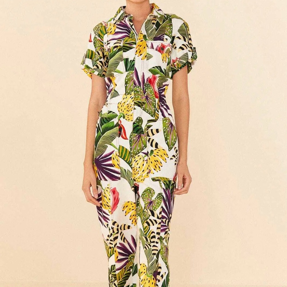 Farm Rio Striped Forest Jumpsuit
